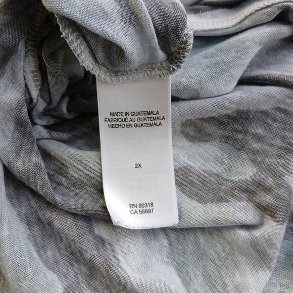 Lucky Brand Camo Side Tie Tee 2X green multi camouflage lightweight semi-sheer - Picture 7 of 11